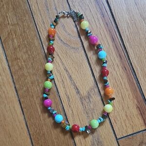 New Colorful Semi Precious Stone Beaded Necklace